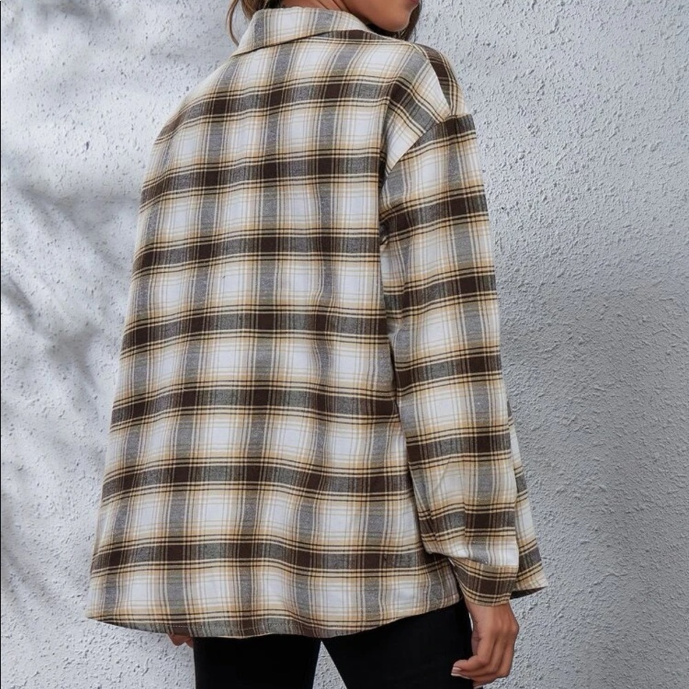 Plaid print drop shoulder shirt - Picture 3 of 8
